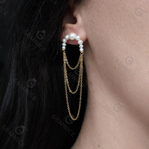 Gemnel Luxury Wedding Jewelry 925 Pendiente de perlas de agua dulce de plata - Product Image 5