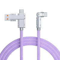 Kabel USB C 3 in 1, Kabel Pengisian Cepat 60W dengan Adaptor Pengisi Daya Multi Port, Kabel Pengisian Multi dengan Sambungan Siku Rotasi 540 Derajat
