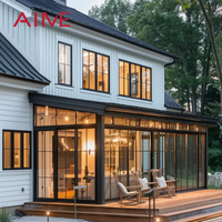 Ruang Santai Luar Ruangan Beratap Datar Modern dari Aluminium, Rumah Kaca Mini, Beranda Tertutup, Kabin Musim Panas