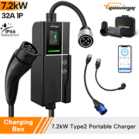 Nouveau chargeur EV AC GUWIEYG 7,2 kW Type 2 32A, boîte de charge EV portable automatique, câble de 5 m, prise Schuko, fonction de temporisation, chargeur EV domestique
