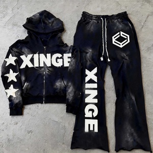 Conjunto de Dos Piezas para Hombre, Estilo Vintage, Tie Dye, Oversize, con Bordado Personalizado, Diseño Original, Ropa Deportiva, 2026 - Product Image 3