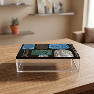 Moroccan Style Rectangular <b>Storage</b> <b>Box</b> With Engraved Design Acrylic Base <b>For</b> Living Room Decorative <b>Storage</b> - Product Image 4