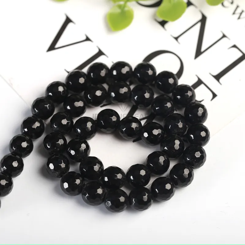 4/6/8/10/12/14mm Natürliche schwarze Achate Onyx Stein perlen Glatte runde lose Abstands perlen für Schmuck herstellung DIY Armbänder