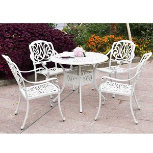 Set da Pranzo Elisabeth in Alluminio Bianco per Esterni, Mobili da Giardino, Tavolo e Sedie per Cortile e Hotel, Metallo Resistente - Product Image 1