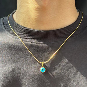 Gioielli Vintage Turkish Blue Eye girocollo collana donna uomo acciaio inossidabile occhi malvagi Twist corda catena collana per donna - Product Image 3