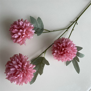 Décoration intérieure de maison Boules de fleurs pompons rondes à 3 têtes Belles fleurs de chrysanthèmes artificielles de couleur vive - Product Image 3