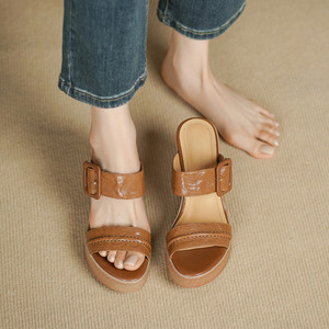 Sandalias Planas Retro de Verano con Punta Abierta, Estilo Coreano, Transpirables, de Piel de Oveja, con Cordones y Suela de Esponja Antideslizante - Product Image 4