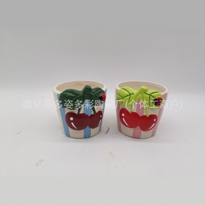 <span class=keywords><strong>Mini</strong></span> <span class=keywords><strong>pot</strong></span> décoratif <span class=keywords><strong>en</strong></span> céramique style europé<span class=keywords><strong>en</strong></span>, peint à la main <span class=keywords><strong>en</strong></span> 3D, motif fraise et pomme, pour plantes succulentes - Product Image 3
