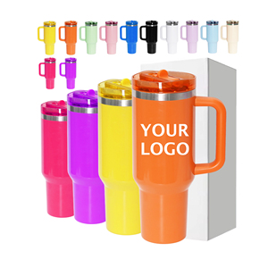 Stainless Steel Mug Beer Tumbler Vacuum Insulated Coffee Beer Cup 40oz Tumblers <b>with</b> <b>Straw</b> Lid Handle - Product Image 1
