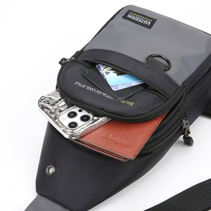 Men's Chest Bag Oxford Cloth Large Capacity Wear Resistant Leisure Travel Gray Black Green Blue Solid Color Cross Border - Product Image 2