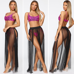 Nieuwe Zomer Lange Onderkant Rok Mesh Doorzichtige Bikini Cover Up Casual Vakantie Strandrok - Product Image 3