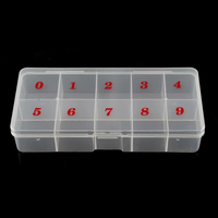 Boîte de rangement transparente en plastique à 10 compartiments numérotés pour faux ongles, idéale pour les salons de manucure