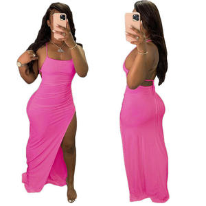 Ropa personalizada Mujeres Bodycon vestido largo Señoras Elegante Sexy Fiesta Sin mangas Noche Maxi Vestido Mujeres Moda Vestidos Casuales - Product Image 1