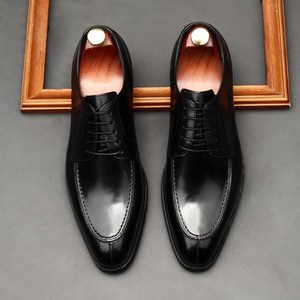 High-end High-quality New British Retro Breathable Fashionable Casual Pointed Toe Oxford Cowhide Derby Men's Leather <b>Shoes</b> - Product Image 1