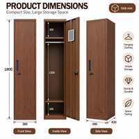 Casier en acier à porte simple effet bois avec serrure à code, couleur personnalisable, à poser au sol, armoire de rangement simple pour petit bureau