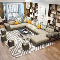 Ensemble Canapé de Salon Confortable en Tissu de Style Moderne 7 Places
