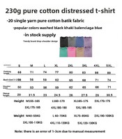 Kaos O-Neck 230g Heavyweight Vintage-washed Lengan Pendek Bahan Katun Bernapas, Pewarnaan Batik, Potongan Drop-shoulder, Retro, Santai