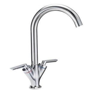 Mitigeurs d'évier <span class=keywords><strong>de</strong></span> cuisine <span class=keywords><strong>Bec</strong></span> pivotant monobloc en laiton chromé à double levier avec tuyaux Mitigeurs <span class=keywords><strong>de</strong></span> cuisine traditionnels - Product Image 1