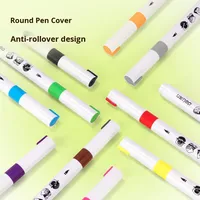 Deli HM113 stylo marqueur acrylique à pointe souple étanche sans saignement 24 couleurs superposables pour les élèves du primaire ensemble en plastique