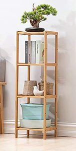 Scaffale di Stoccaggio in Bambù a 4 Ripiani, Espositore Multifunzionale Verticale <span class=keywords><strong>per</strong></span> Piante e Libri, <span class=keywords><strong>per</strong></span> Casa, Bagno, Soggiorno, Balcone - Product Image 2