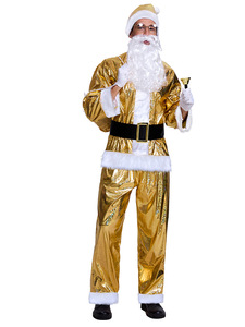 Costume Cosplay de Père Noël Doré pour Homme Adulte Costume de Noël Haut en Peluche Pantalon Chapeau Barbe Ensemble Complet Costume d'Halloween de Vacances 2025 - Product Image 3