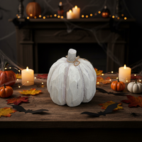 Ornamen Labu Putih Halloween Harvest, Labu Buatan untuk Thanksgiving, Dekorasi Hadiah Pesta Rumah yang Meriah, Buatan Tangan untuk Musim Gugur