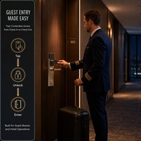 Serrure de porte d'hôtel RFID en alliage de zinc avec logiciel de gestion gratuit, système électronique intelligent pour portes en bois, chambres d'hôtes et appartements