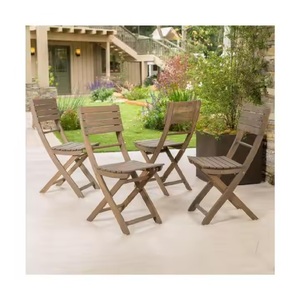 Chaises pliantes en bois de haute qualité, confortable, design moderne, balcon, ensemble de mobilier d'extérieur avec 1 table et 2 chaises - Product Image 4