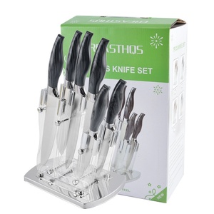 Premium Stainless Steel Knife Professional Chef Knife Set Multipurpose Sharp Kitchen Knives with <b>Acrylic</b> Knife <b>Block</b> - Product Image 6