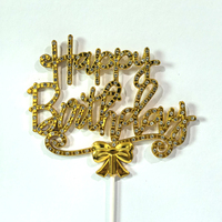 Fabrikpreis 3D Plastik Happy Birthday Cake Topper Sechseckiger Rahmen Kursivschrift Geburtstagstorten-Dekoration Party-Feier