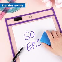 Pochette pour dossiers scolaires en pvc transparent, effaçable et suspendu, pochette de documents, pochettes de poche effaçables à sec réutilisables pour enfants