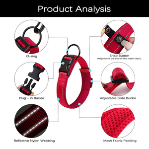 Bantalan jala udara sejuk reflektif kerah hewan peliharaan poliester nilon dapat diatur tahan lama harga pabrik tersedia beberapa ukuran - Product Image 5