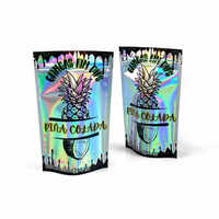 Pina Colada holografische snoepzakje zilveren laserfolie staande zak met ritssluiting voor verpakking van tropische smaakjes