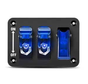 3 Gang Toggle Switch 12V Rocker Switch Panel with LED Light and Heavy-Duty ON/Off Rocker Switch Plate 3 Pin SPST