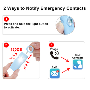 Alarma de Seguridad Personal Recargable de Alta Sensibilidad de 130dB |   Botón de Pánico SOS con Luz LED de Modo Dual |   Alarma Antirrobo y de Autodefensa - Product Image 2