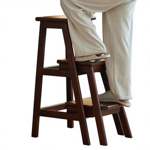 Tabouret échelle moderne minimaliste en <span class=keywords><strong>bois</strong></span> massif, échelle à <span class=keywords><strong>marches</strong></span> double usage, tabouret empilable multifonctionnel à <span class=keywords><strong>trois</strong></span> <span class=keywords><strong>marches</strong></span> épaissi pour la maison - Product Image 5