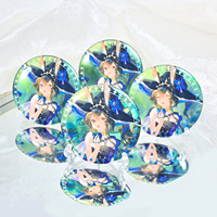 Badge promotionnel personnalisé en métal avec impression numérique, hologramme, figurine anime, épingle de sécurité, rond, 38mm, 58mm