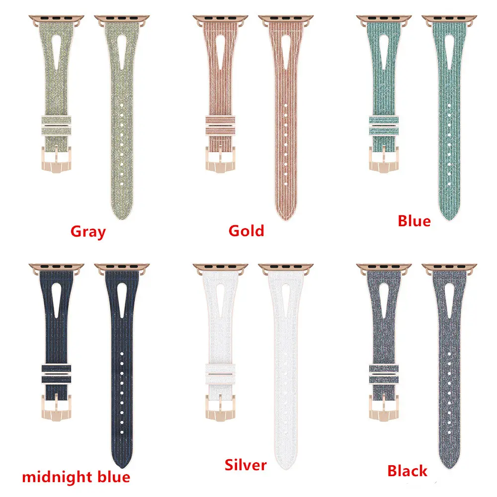 38/40/42/44mm Apple Watch Watch Band Costom Bling Glitter Leather for Iwatch Series 1/2/3/4 High Quality Limited Edition Factory