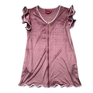 ชุดคลุมอาบน้ำผ้าคอรัลฟลีซสำห<span class=keywords><strong>รับ</strong></span>ผู้หญิง แบบมีซิปด้านหน้า คอวี นุ่มสบาย สีชมพูอ่อน เหมาะสำห<span class=keywords><strong>รับ</strong></span>เจ้าสาว สปา หรือใส่ในชีวิตประจำวัน - Product Image 1