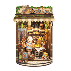 Nouveau Kit de Modélisme <span class=keywords><strong>3D</strong></span> en Bois DIY : Support de Livre Ours en Peluche et Boulangerie – Cadeau Créatif pour Adultes, Anti-Stress – Vente Flash - Product Image 1