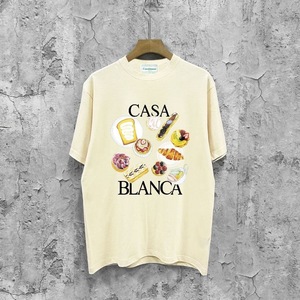 Camiseta de Verano con Estampado de Letras de Comida, Estilo Urbano de Lujo <span class=keywords><strong>Casablanca</strong></span>, Camiseta Unisex Oversize Informal de Manga Corta - Product Image 4