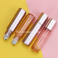 Bouteilles de parfum portables en verre de 5ml, 10ml, en gros, en or Rose, en rouleau d'huile essentielle