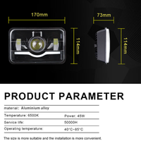 Phare LED carré de 5 pouces pour Jeep Wrangler, modification tout-terrain (combinaison faisceau haut/bas)
