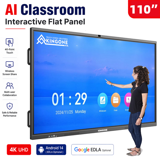 KINGONE 55 65 75 86 Inch All in One Touch Screen Flat Panel Smart Interactive Education Boards for School Teaching