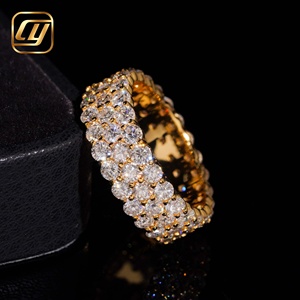 Full Pave <b>Iced</b> Out Eternity Band IGI VVS Lab Grown Diamond <b>Ring</b> Gold Plated 925 Sterling Silver Luxury Wedding Anniversary <b>Ring</b> - Product Image 4