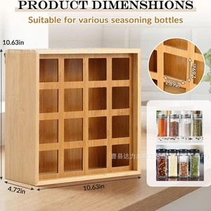 Wooden Spice <b>Rack</b> 4 Layers Wall Mounted Large Capacity Kitchen <b>Storage</b> For Spice <b>Bottles</b> And Glass Jars - Product Image 5