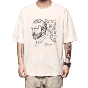 Camisetas Vintage de Talla Grande al por Mayor para Hombre, Camiseta Extra Grande con Logotipo Personalizado Estampado, Camiseta 100% Algodón, Van Gogh - Product Image 1