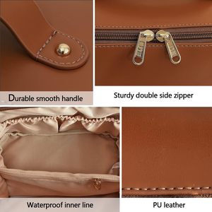 Bolsa de Maquillaje de Viaje Geométrica, Portátil, Personalizada, de Gran Capacidad, de Cuero PU, con Cierre, para Mujer - Product Image 5
