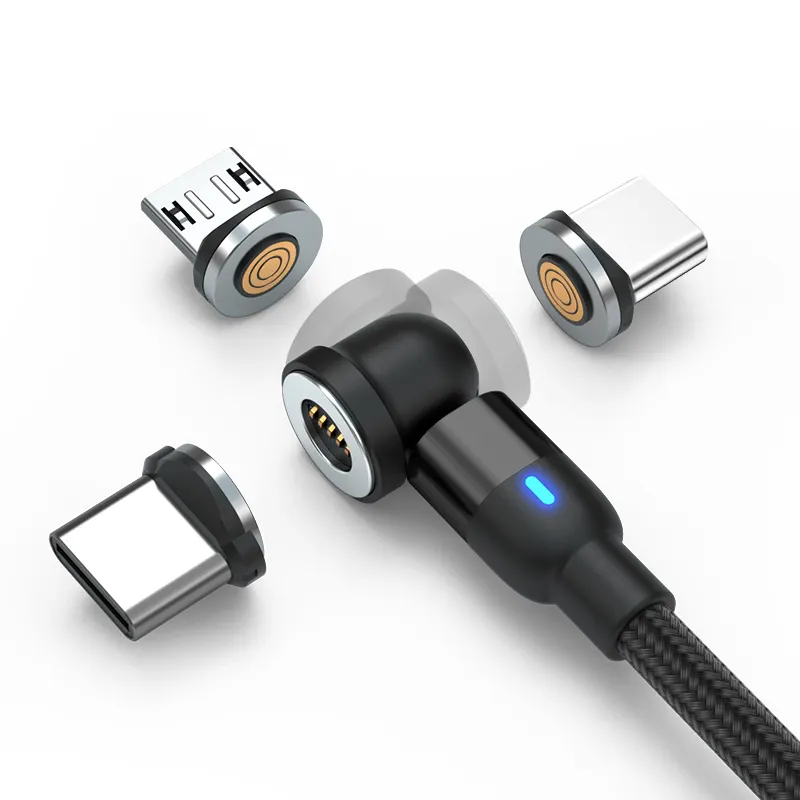 540 Degree Rotating Magnetic Charging USB Cable 3in1 Magnetic Mobile Phone Charger Led Magnetic Charging Cable for All Phones