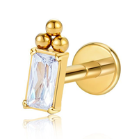 Bijou de piercing en titane G23/F136 sur mesure, labret à filetage interne, zircon, cœur, couronne, piercing pour la langue, cartilage, boucle d'oreille